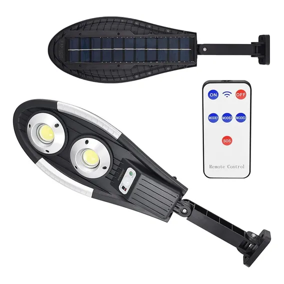 Luminaria Led Solar Pública Poste Rua 100w Sensor Presença Estrutura Preto Foto 1