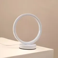 Luminária Led Usb De Mesa Circular Com Base Abajur Branca Foto mini 3