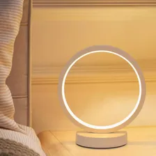 Luminária Led Usb De Mesa Circular Com Base Abajur Branca Foto mini 2