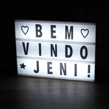 Luminária Letreiro Led Cinema Light Box Led A4 + 96 Letras Cor Branco/preto Foto mini 2