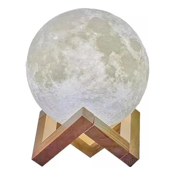 Luminária Lua Cheia 10cm 3d Abajur Led 2 Cores Foto 1