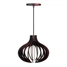Luminária Lustre Pendente Agra Madeira Redondo 35cm Cor Preto 110V/220V Foto  mini 1