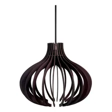 Luminária Lustre Pendente Agra Madeira Redondo 35cm Cor Preto 110V/220V Foto mini  2