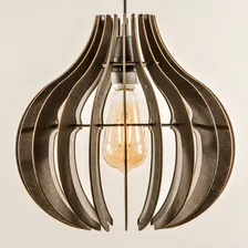 Luminária Lustre Pendente Madeira Lótus Ana Maria Braga 30cm Cor Madeira Tabaco Foto mini  2