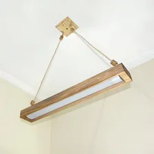 Luminária Lustre Pendente Rústico Madeira Led Lustre 20w Foto mini 4