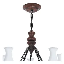 Luminária Lustre Rústico Envelhecido 5 Lâmpadas Muller 805e Cor Marrom 110V/220V Foto mini 2