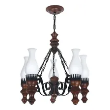 Luminária Lustre Rústico Envelhecido 5 Lâmpadas Muller 805e Cor Marrom 110V/220V Foto mini 1