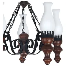 Luminária Lustre Rústico Envelhecido 5 Lâmpadas Muller 805e Cor Marrom 110V/220V Foto mini 3
