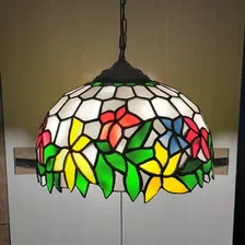Luminária Lustre Vitral Wood Byne Pendente (fabricamos)#13 Estrutura Branco 110.220 Foto mini 4
