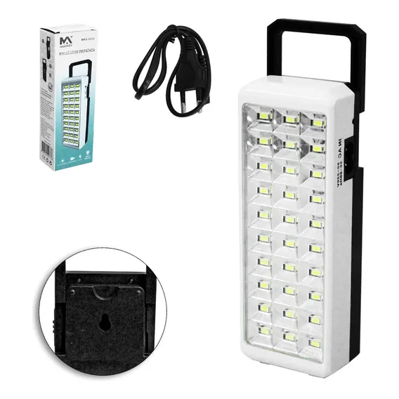 Luminária Luz De Emergência Recarregável 30 Led Parede Teto Cor Branco 127/220v Foto 1