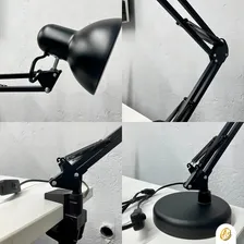 Luminária Mesa Pixar Com Base E Garra E27 Articulável Preto Foto mini 2