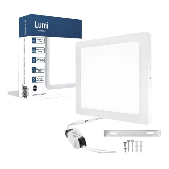 Luminária Painel Plafon Super Led Sobrepor Quadrado 25w Foto 1