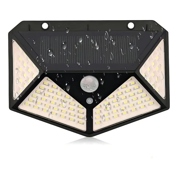 Luminária Parede Solar 100 Leds Bateria Luz Balizador Foto 1