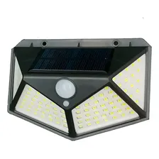 Luminária Parede Solar 100 Leds Bateria Luz Balizador Jardim Foto mini 1
