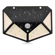 Luminária Parede Solar 100 Leds Bateria Luz Balizador Jardim Foto mini 3