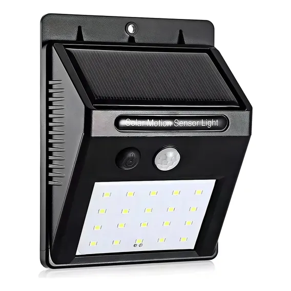Luminária Parede Solar 30 Leds Sensor Movimento Luz Foto 1