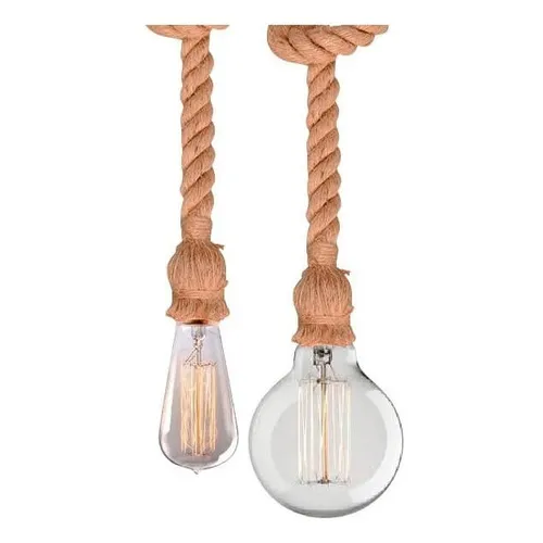 Luminaria Pendente Corda Retro Lampada Led Filamento Foto 1