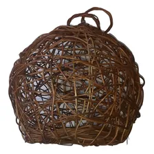 Luminária Pendente De Cipó Modelo Bola Ninho 23cm Cor Marrom Foto mini 4