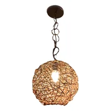 Luminária Pendente De Cipó Modelo Bola Ninho 23cm Cor Marrom Foto  mini 1