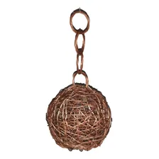 Luminária Pendente De Cipó Modelo Bola Ninho 23cm Cor Marrom Foto mini  3