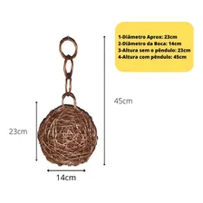 Luminária Pendente De Cipó Modelo Bola Ninho 23cm Cor Marrom Foto mini  2
