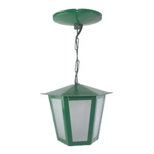 Luminária Pendente Externo Colonial Sextavado L3c Verde 110V/220V Foto 1