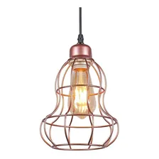 Luminária Pendente Industrial Aramado Lustre Loft Retro Cobre Cor Rose Bancada Cozinha Sala Banheiro INL34 Foto mini  2