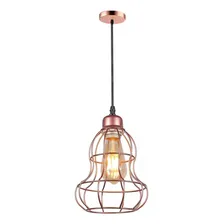 Luminária Pendente Industrial Aramado Lustre Loft Retro Cobre Cor Rose Bancada Cozinha Sala Banheiro INL34 Foto  mini 1