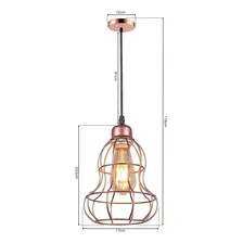 Luminária Pendente Industrial Aramado Lustre Loft Retro Cobre Cor Rose Bancada Cozinha Sala Banheiro INL34 Foto mini  3