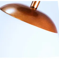 Luminária Pendente Lustre Bola Vidro Leitosa Decoração Estrutura Cobre Bivolt Foto mini  3