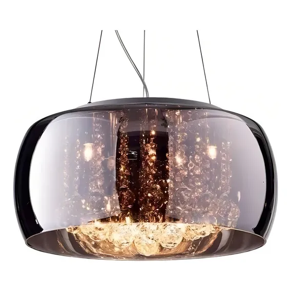 Luminária Pendente Plafon Cristal Soho Bella 50x20cm Cromado Foto 1