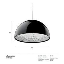 Luminária Pendente Skygarden Lustre 60 Cm Cor Preto Loft7 Foto mini  3