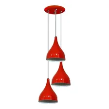 Luminaria Pendente Tripla Para Mesa De Jantar - Quarto Sala Estrutura Marrom Foto mini  2