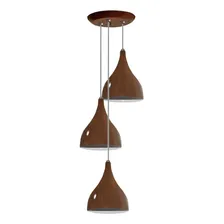 Luminaria Pendente Tripla Para Mesa De Jantar - Quarto Sala Estrutura Marrom Foto  mini 1