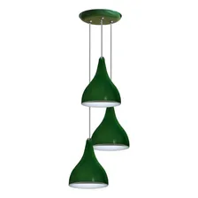Luminaria Pendente Tripla Para Mesa De Jantar - Quarto Sala Estrutura Marrom Foto mini 4