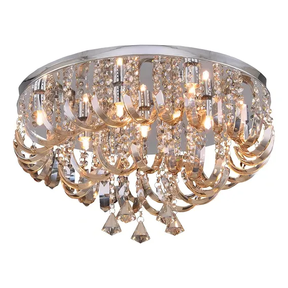 Luminaria Plafon Arcos Cristais Ambar Hevvy C/ Lamp. 110v 220v (bivolt) Foto 1