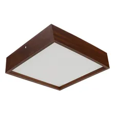Luminária Plafon Madeira Sala Mesa De Jantar Quadrado 50cm Cor Imbuia 127V 220V(Bivolt) Foto mini 2