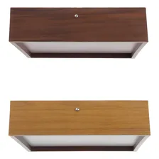 Luminária Plafon Madeira Sala Mesa De Jantar Quadrado 50cm Cor Imbuia 127V 220V(Bivolt) Foto mini 4