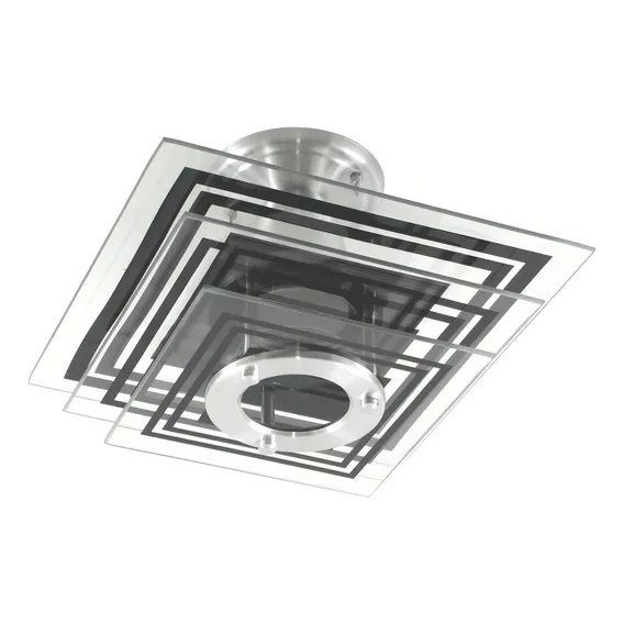 Luminária Plafon Quadrado 3 Vidros Preto Quarto Mesa Cozinha Foto 1
