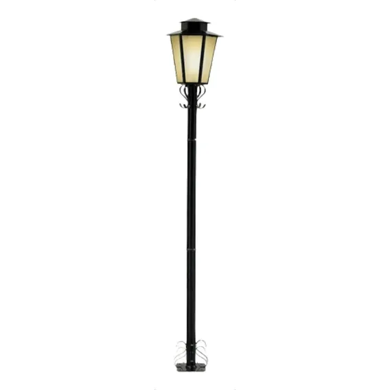 Luminária Poste Jardim Colonial Sextavado P9 Preto Foto 1