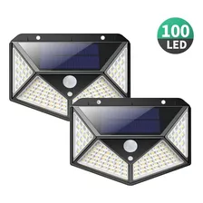 Luminária Solar 100 Led Com Sensor Jardim À Prova D' Água Estrutura Preto Foto mini 4