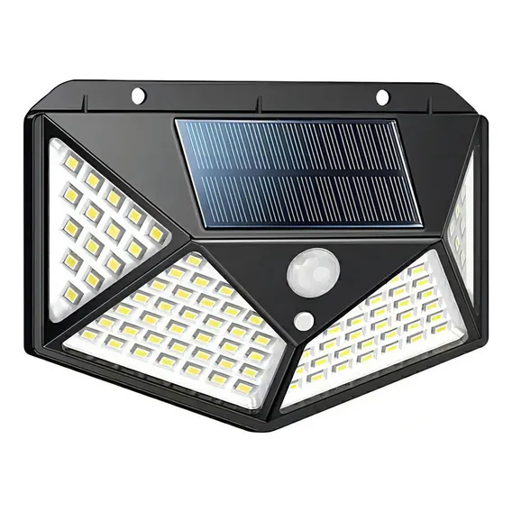 Luminária Solar 100 Leds Com Sensor Presença Movimento Foto 1