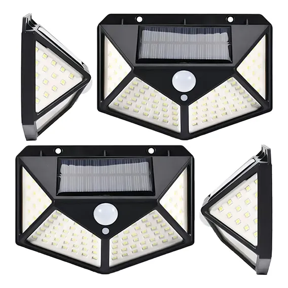 Luminaria Solar 100 Leds Sensor Presença Andarela Kit 4 Und Foto 1