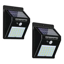 Luminária Solar Arandela Kit 2 - 30 Led Sensor De Presença Foto  mini 1
