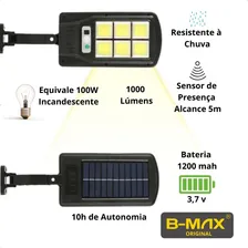 Luminaria Solar Externa Poste Led Com Sensor 100w Controle Foto mini 3