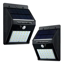 Luminária Solar Parede Led Automática Jardim Sensor Presença Cor Luminária 30 Leds Energia Solar Foto mini 1
