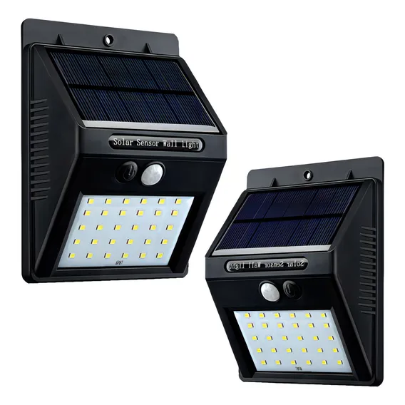 Luminária Solar Parede Led Automática Jardim Sensor Presença Cor Luminária 30 Leds Energia Solar Foto 1