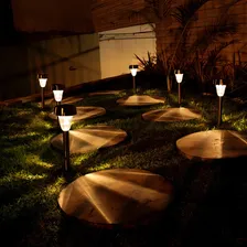 Luminária Solar Poste Balizador Jardim Inox Led Luz Quente Foto mini  3