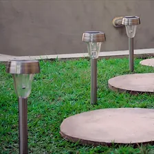 Luminária Solar Poste Balizador Jardim Inox Led Luz Quente Foto mini 4