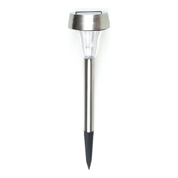 Luminária Solar Poste Balizador Jardim Inox Led Luz Quente Foto 1